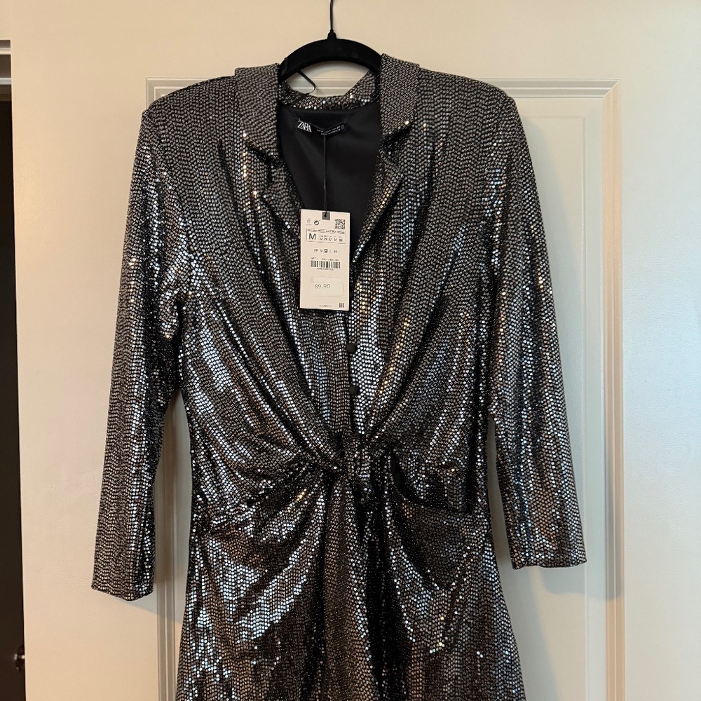 Zara sequin blazer romper